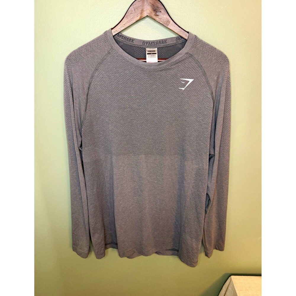 Gymshark Men's Mesh Stretch Raglan Crew Neck Gym Shirt Gray XL